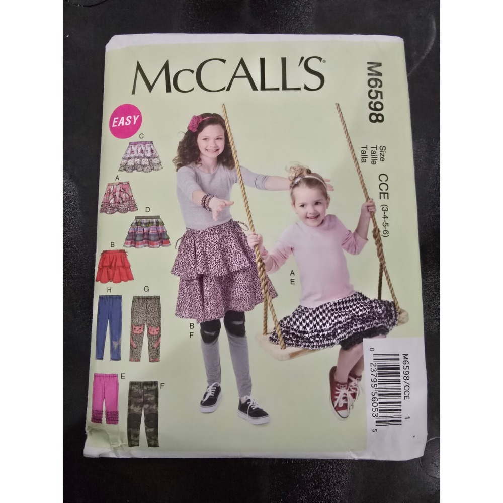 McCalls M6598 Childrens Girls Skirts and Leggings‎ Sewing Pattern Size 3-6 CCE